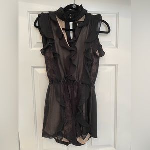 Endless Rose black lace ruffle romper size small